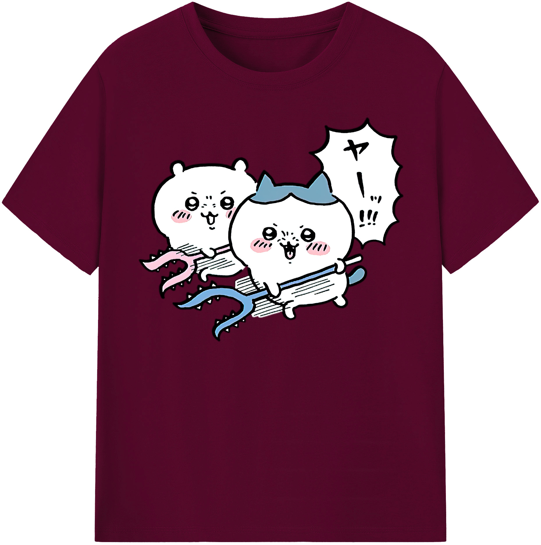 （画像用） ちいかわ ハチワレ Chii-kawa hachiware レディースカジュアルプリントTシャツ（綿100％）